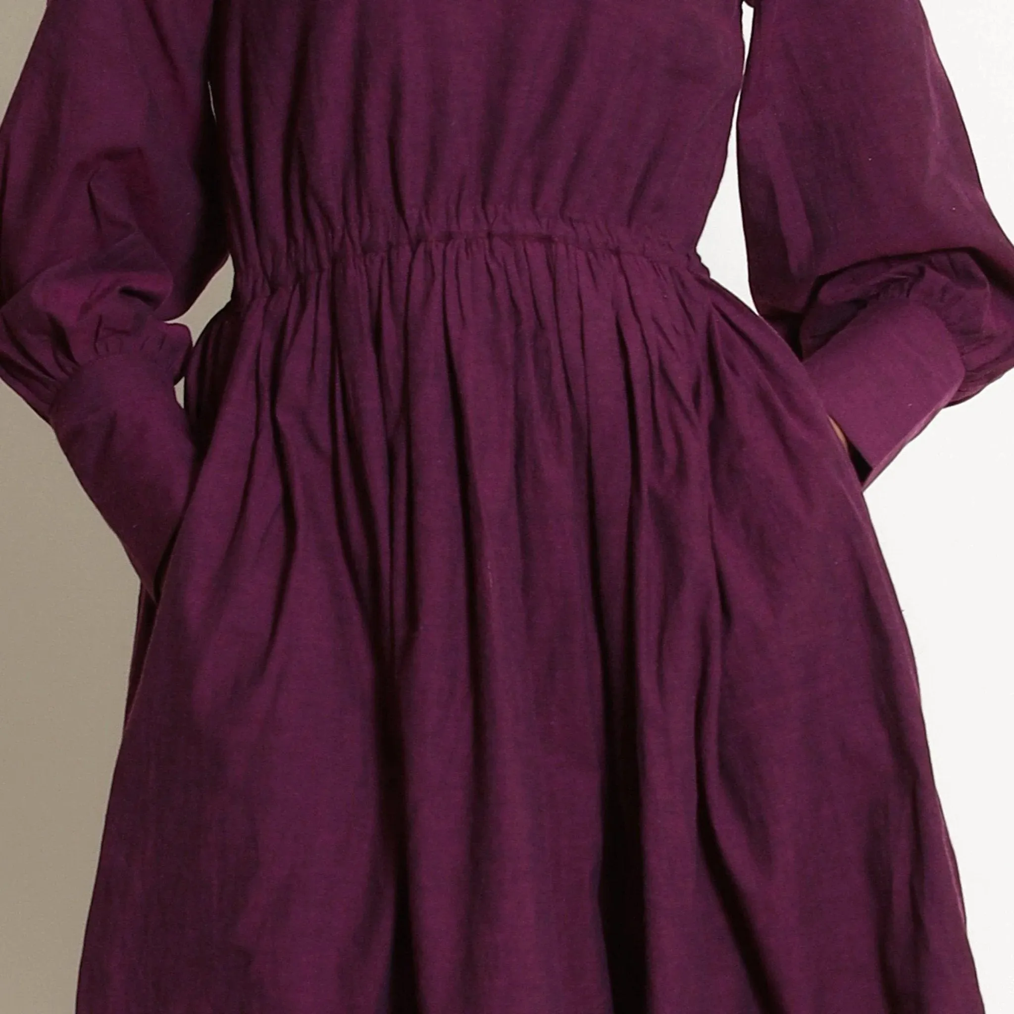 Berry Wine Warm Cotton Fit Knee Length Fit and Flare Dress