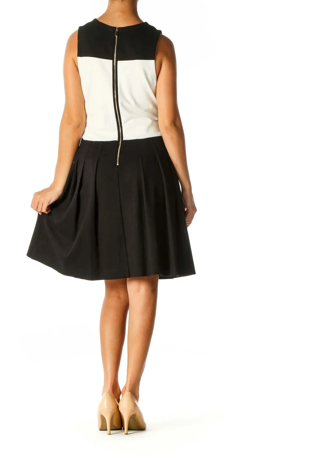 Black Colorblock Fit & Flare Dress