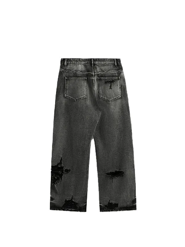 Black Grey Distressed Jeans