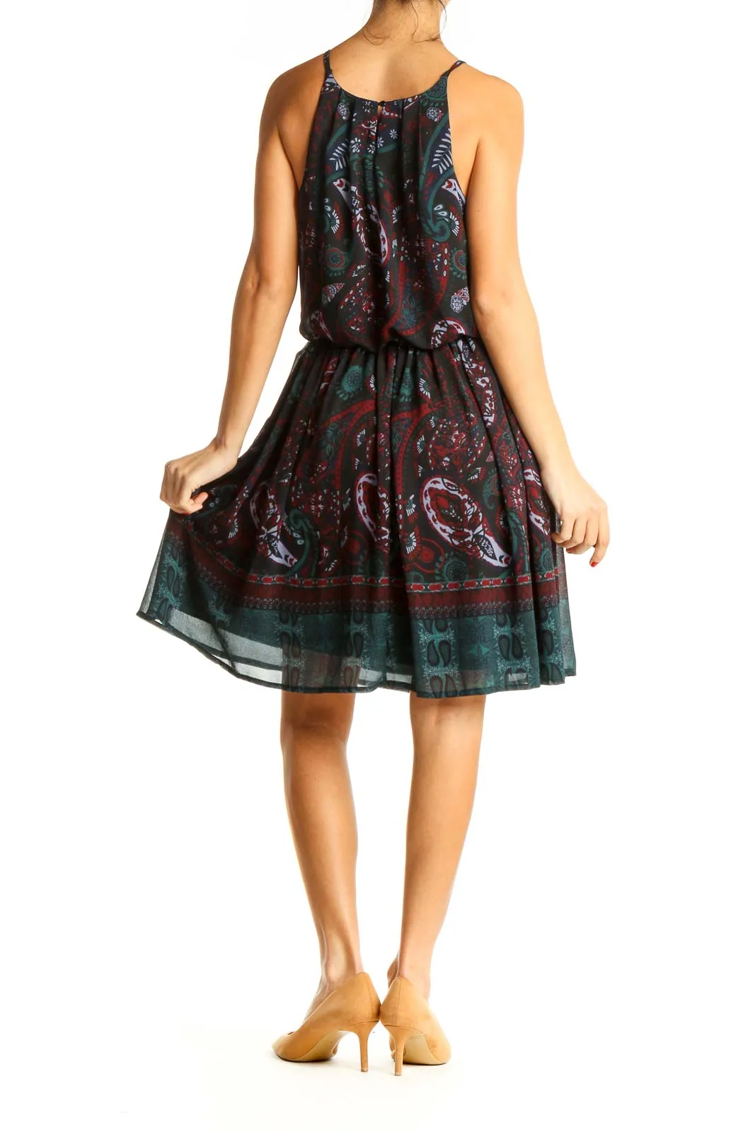 Black Paisley Day Fit & Flare Dress