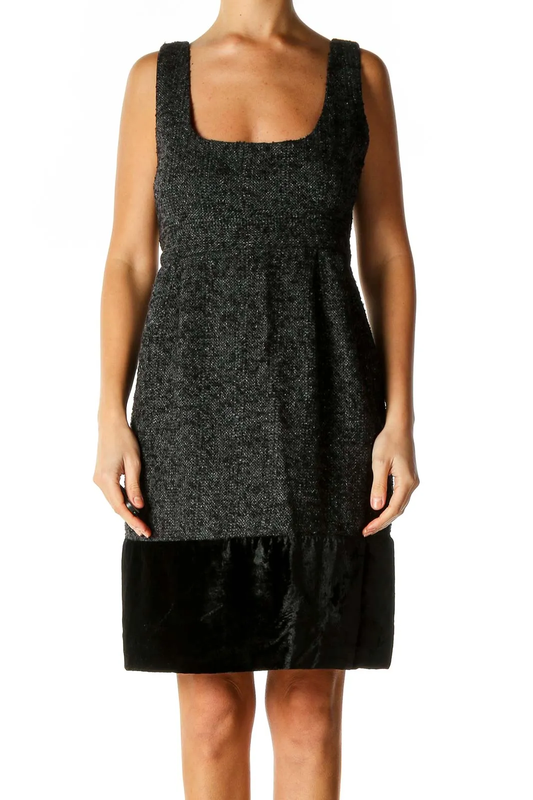 Black Textured Fit & Flare Dress