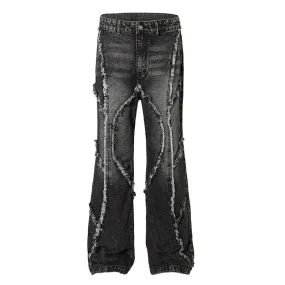 Black Washed Baggy Distressed Jeans