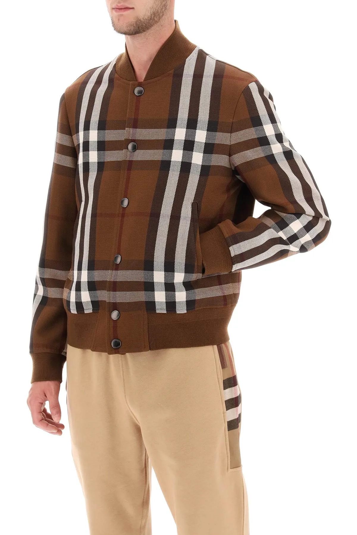 bomber jacket with burberry check motif