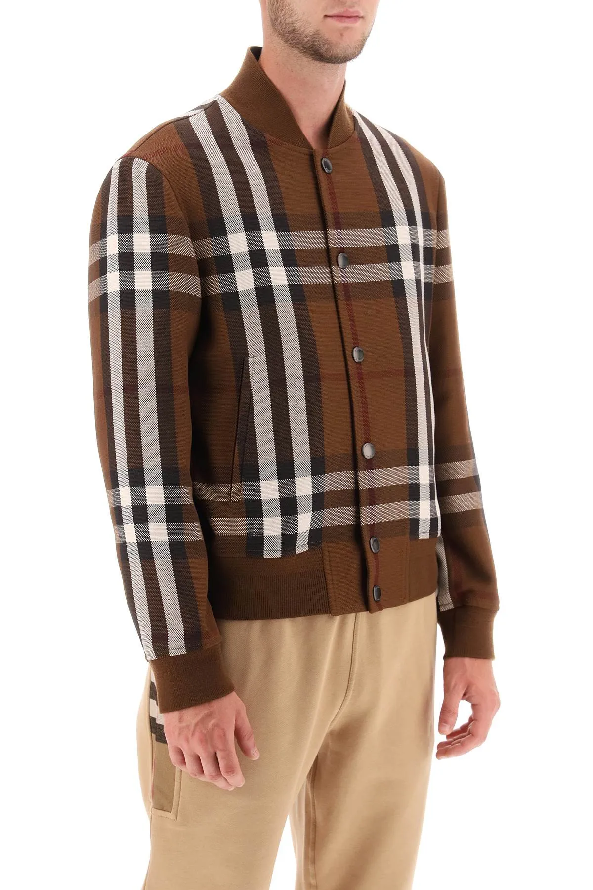 bomber jacket with burberry check motif