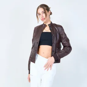 Classic bomber leather jacket wholesale