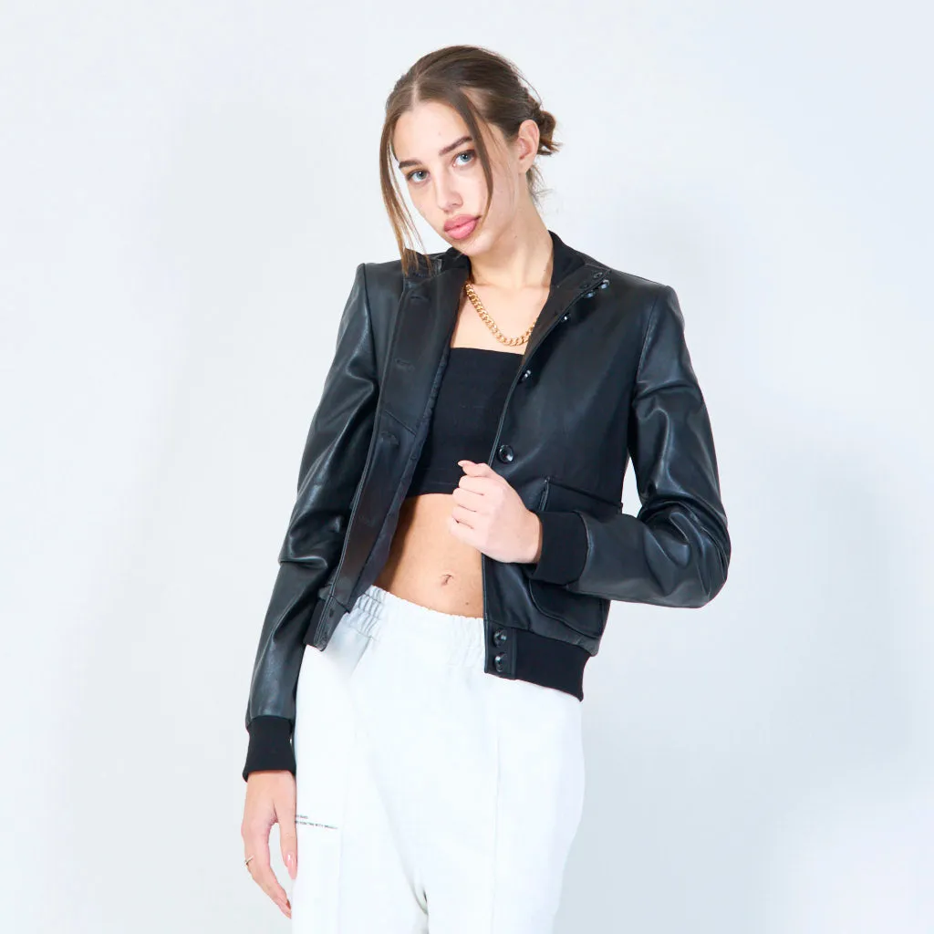 Classic bomber leather jacket wholesale