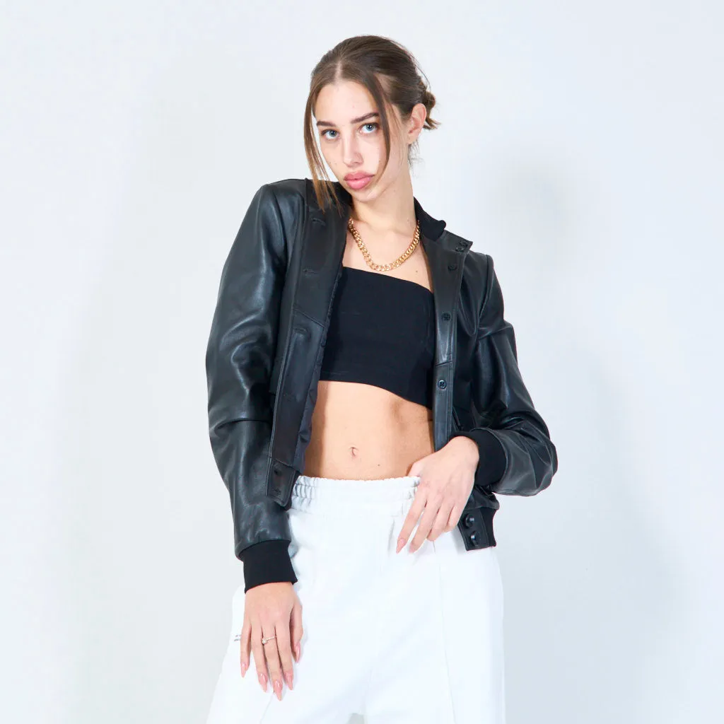 Classic bomber leather jacket wholesale