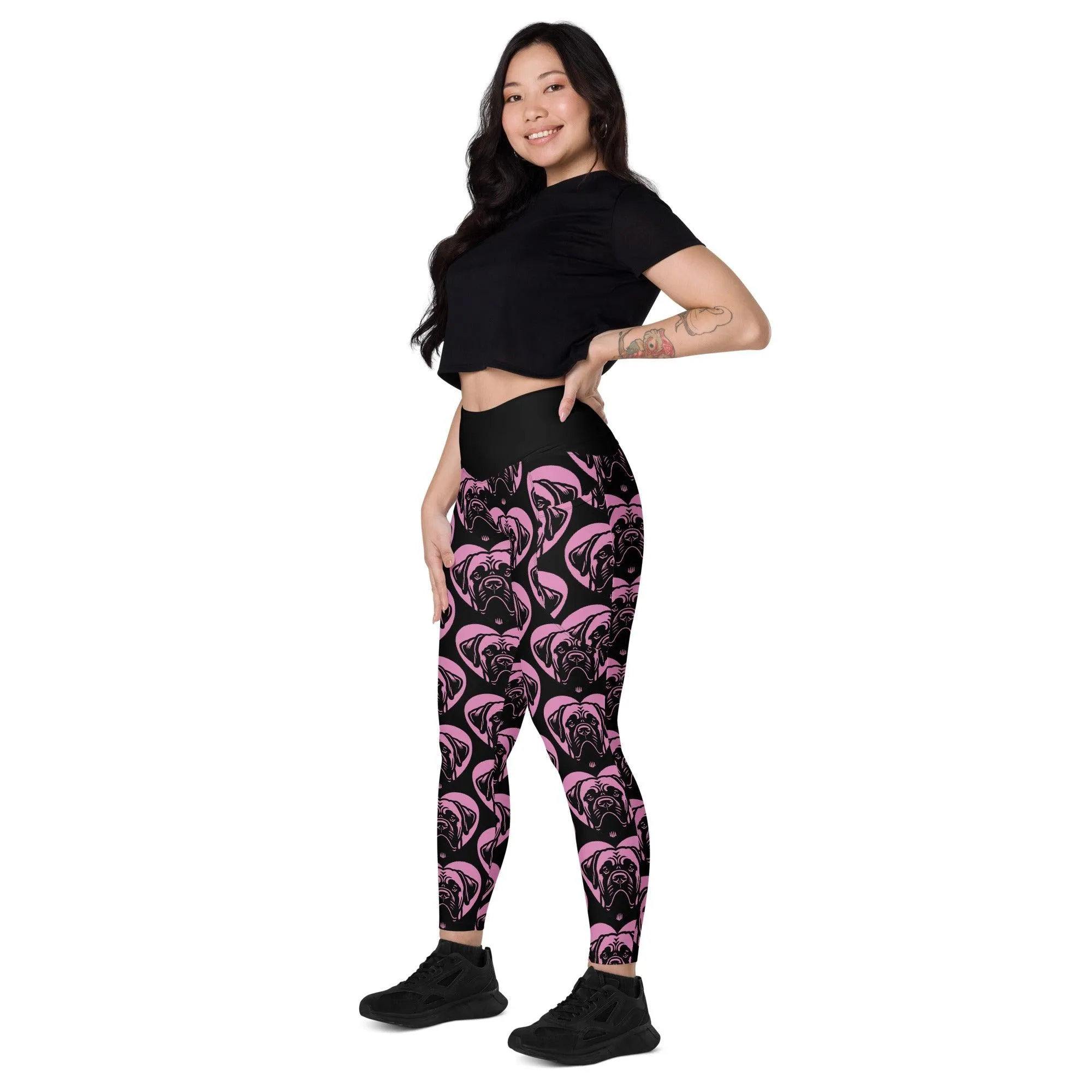 DOG BREED LEGGINGS with pockets - BULLMASTIFF - HERTTAHOUND - pink