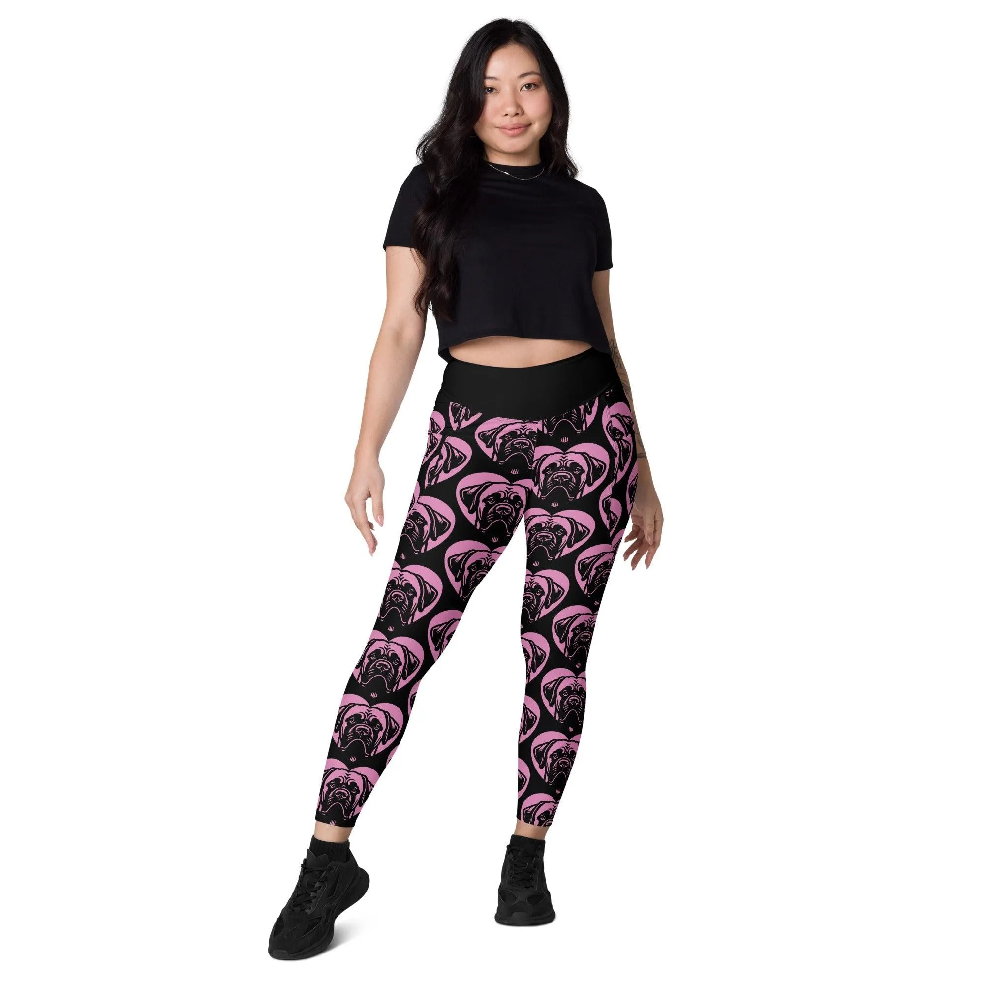 DOG BREED LEGGINGS with pockets - BULLMASTIFF - HERTTAHOUND - pink