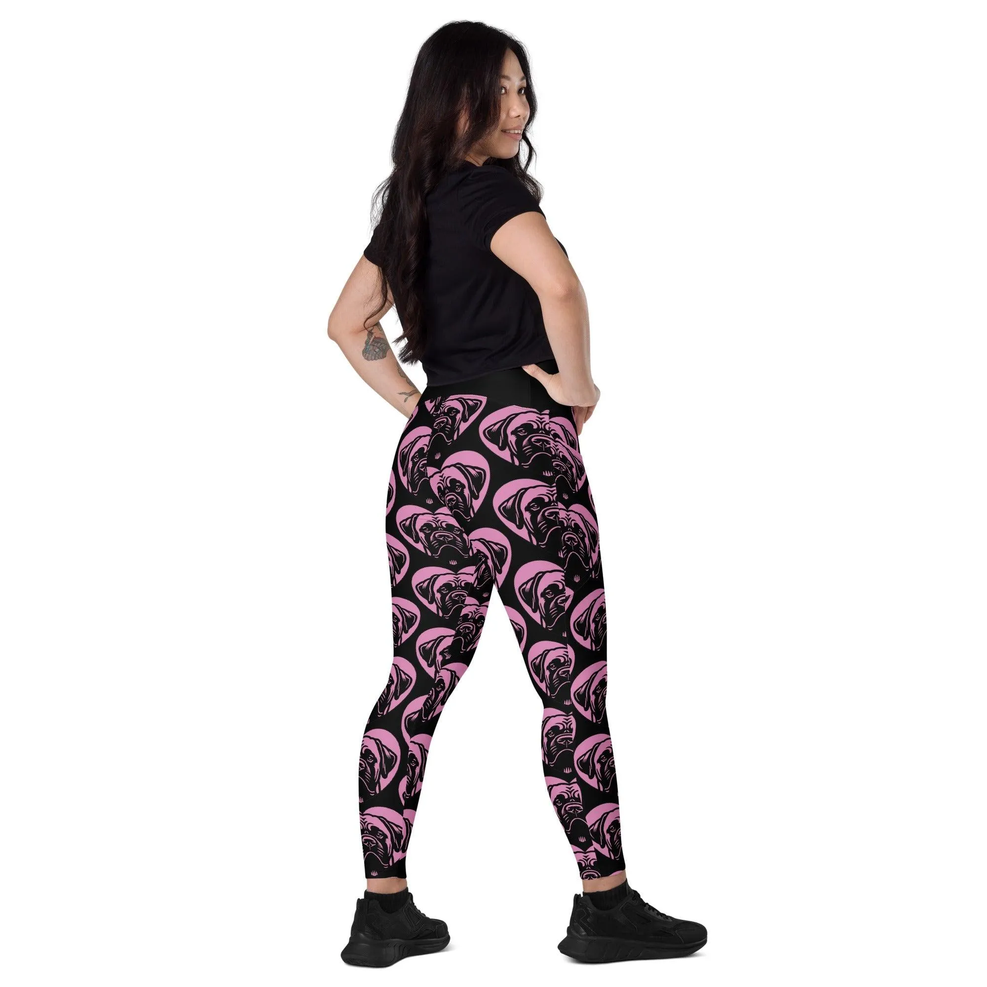 DOG BREED LEGGINGS with pockets - BULLMASTIFF - HERTTAHOUND - pink