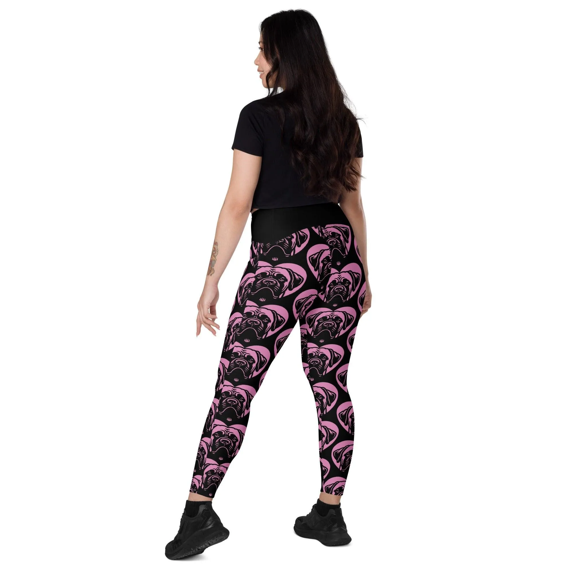 DOG BREED LEGGINGS with pockets - BULLMASTIFF - HERTTAHOUND - pink