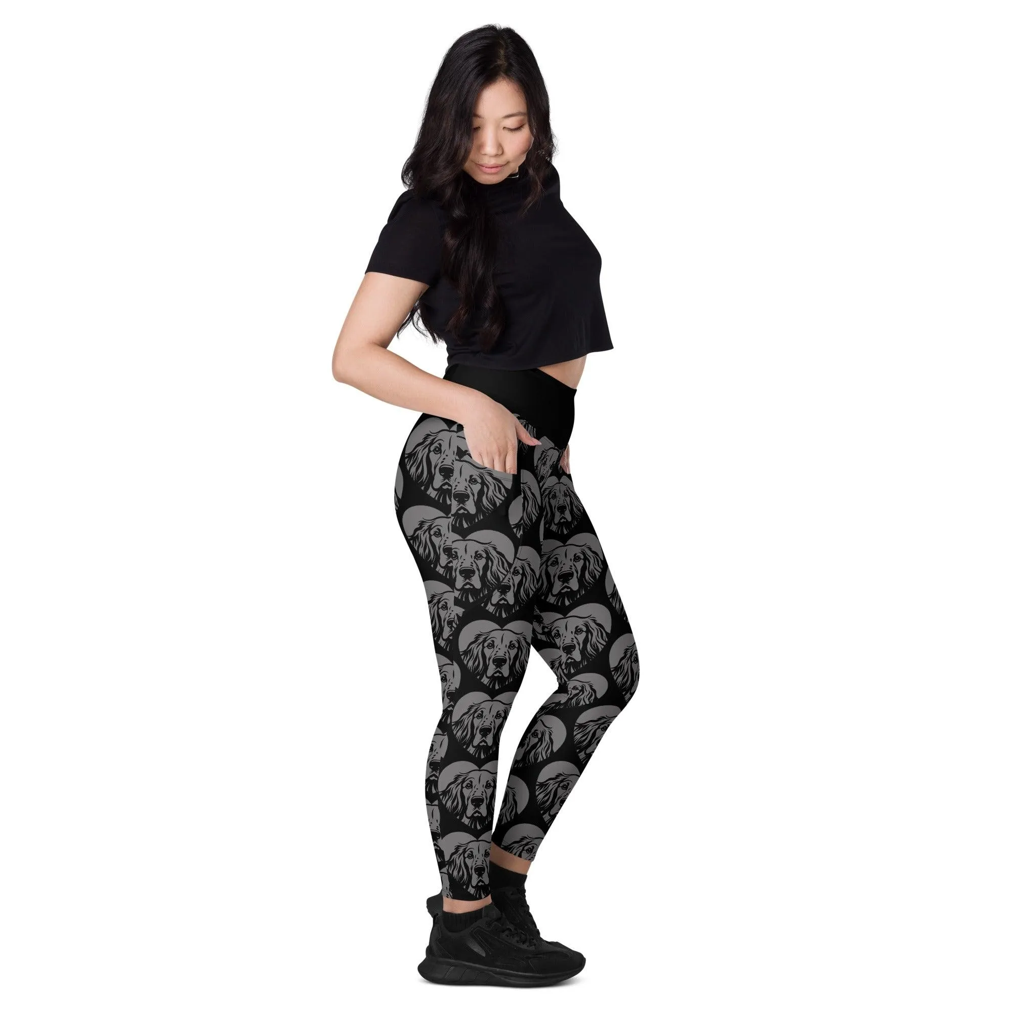 DOG BREED LEGGINGS with pockets - ENGLISH SETTER - HERTTAHOUND - grey