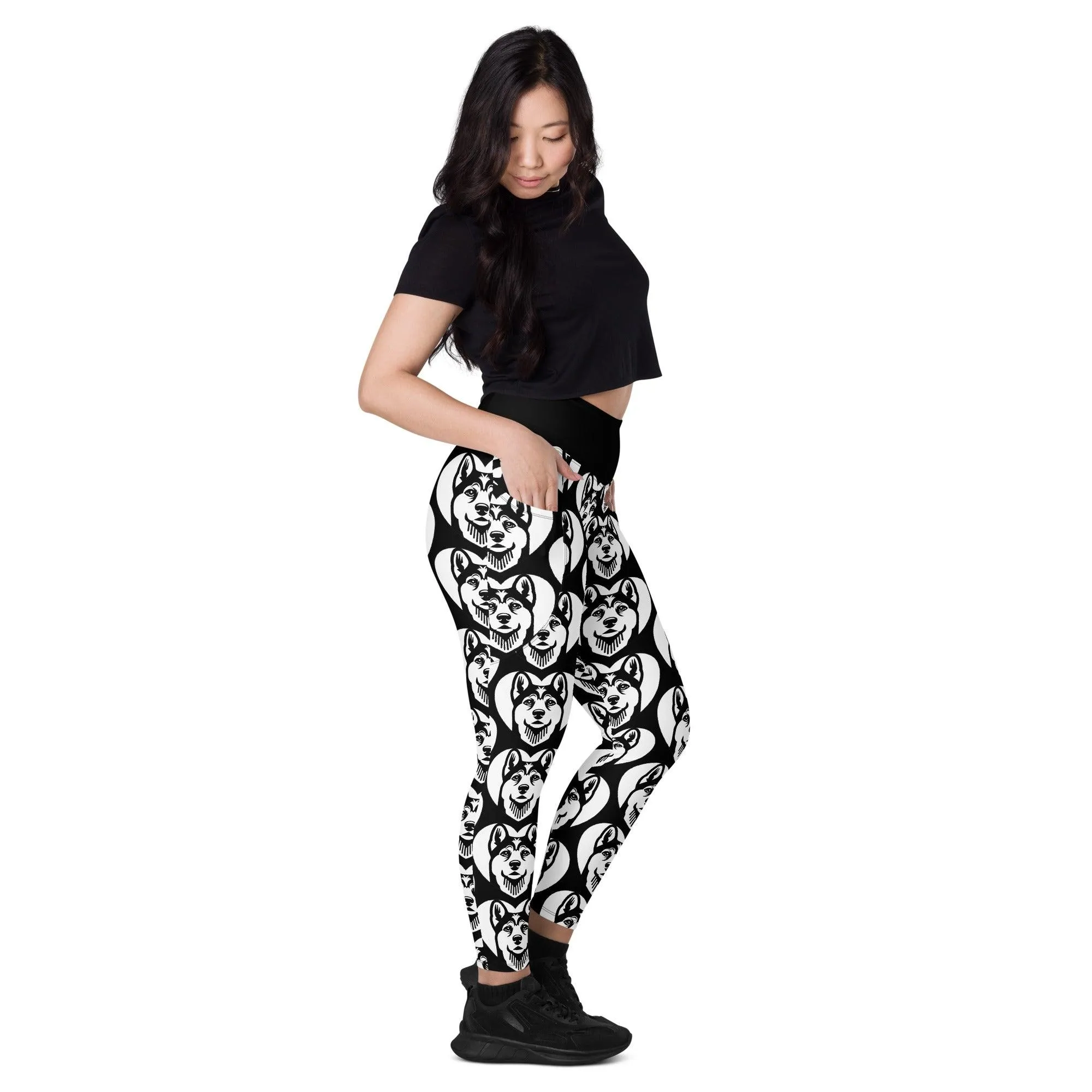 DOG BREED LEGGINGS with pockets - FINNISH KARELIAN BEAR - HERTTAHOUND