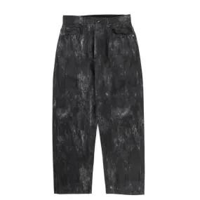 ENGINEERED GARMENTS RF JEANS BLACK COTTON DISTRESSED PRINT