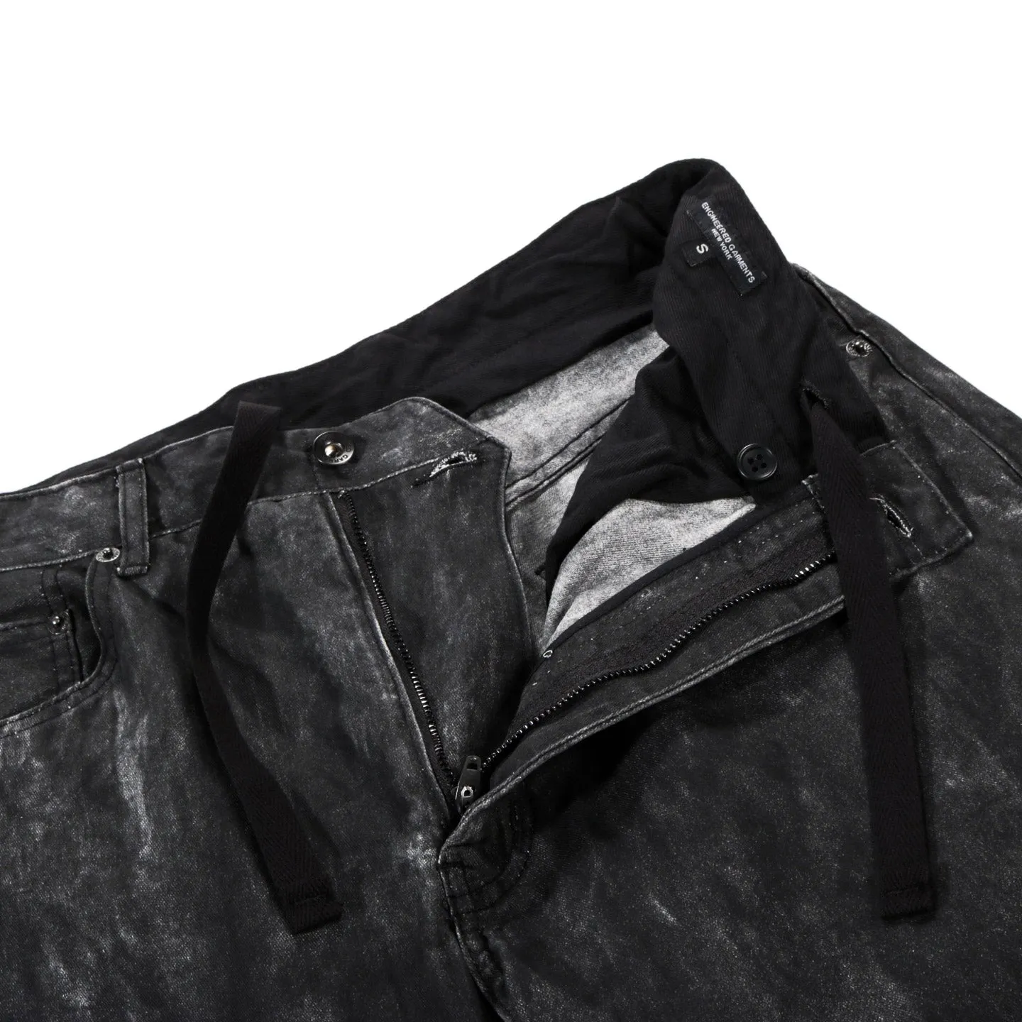 ENGINEERED GARMENTS RF JEANS BLACK COTTON DISTRESSED PRINT