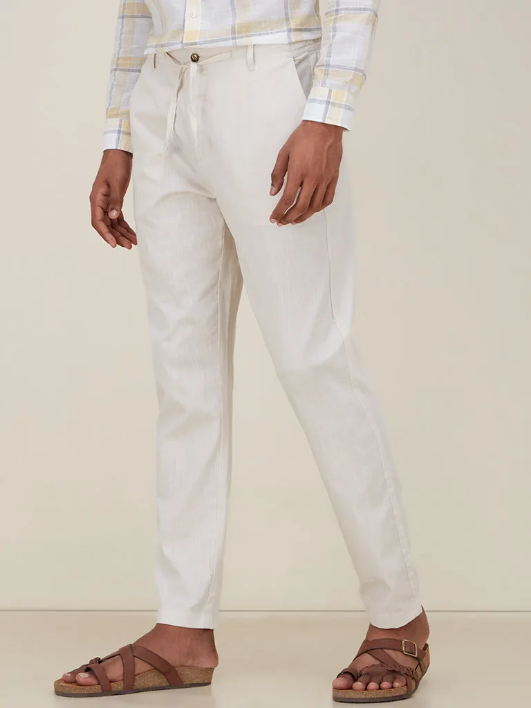 ETA Off-White Cotton Slim-Fit Mid-Rise Chinos