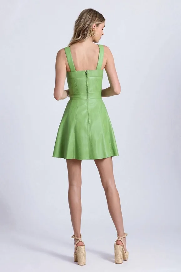 Faux-Ever Leather™ Fit-And-Flare Mini Dress Botanical Green