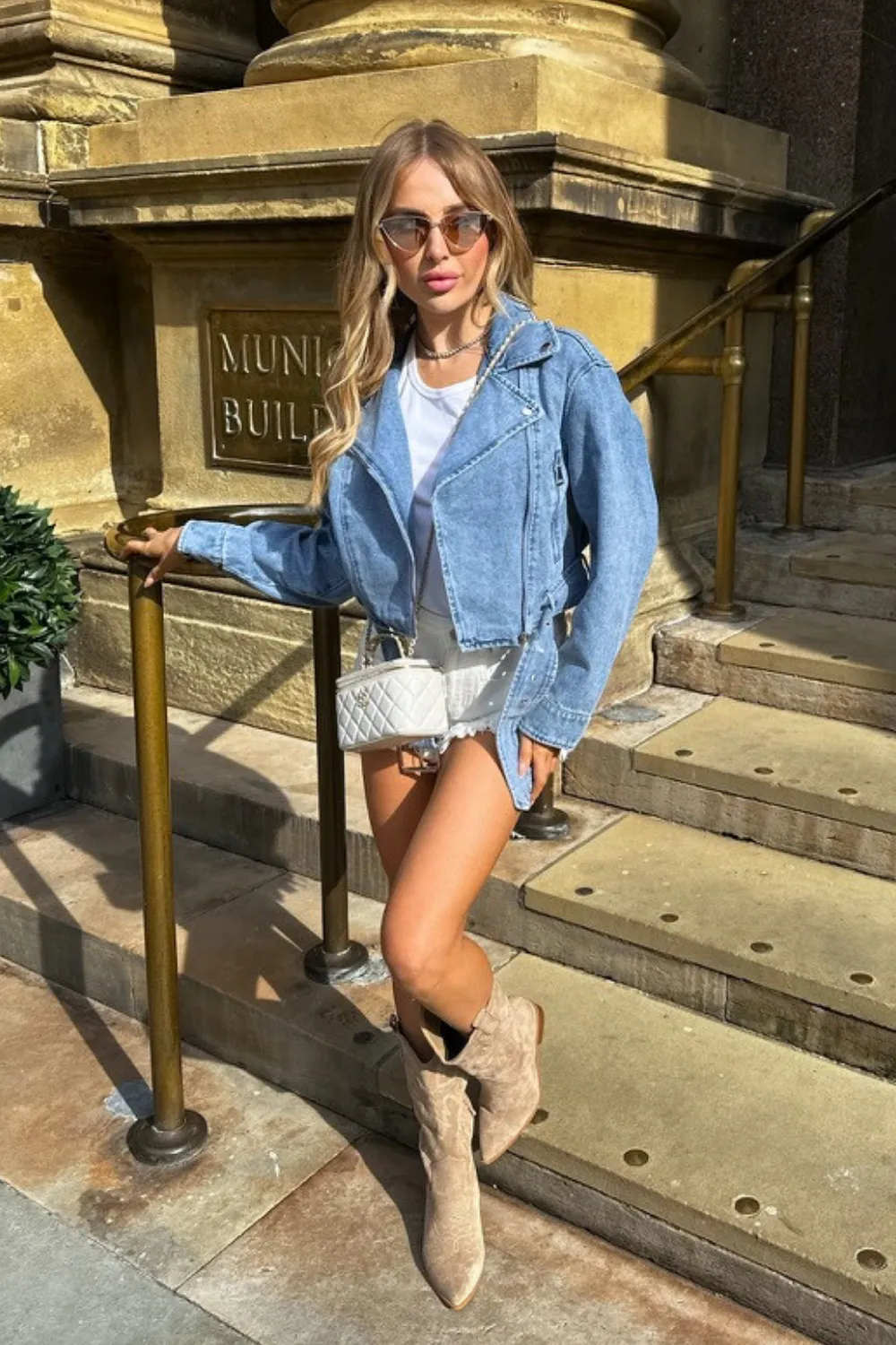 Frankie denim biker jacket