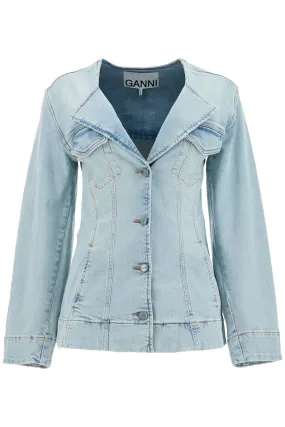 Ganni Slim Fit Denim Stretch Blazer For A