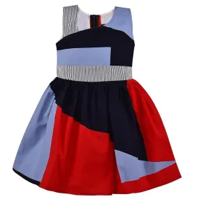 Girls Colour blocked Fit and Flare Dress