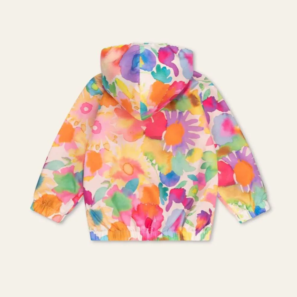 Girls Inky Flowers Half Zip Windbreaker