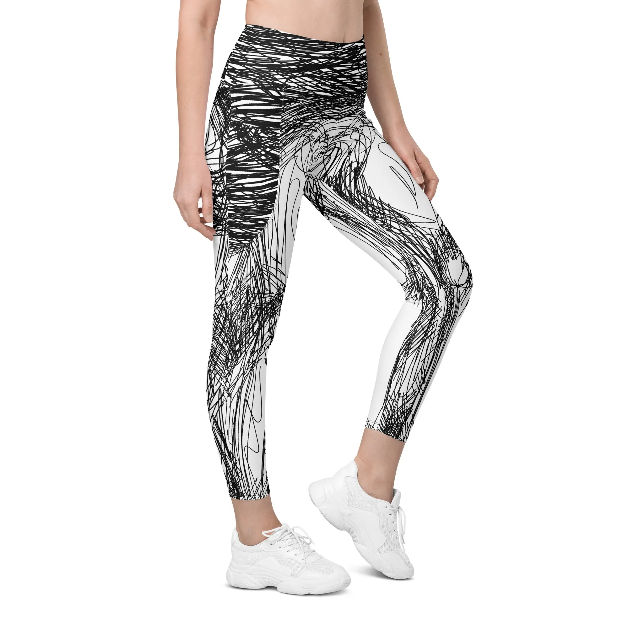 Hand Drawn Leggings With Pockets