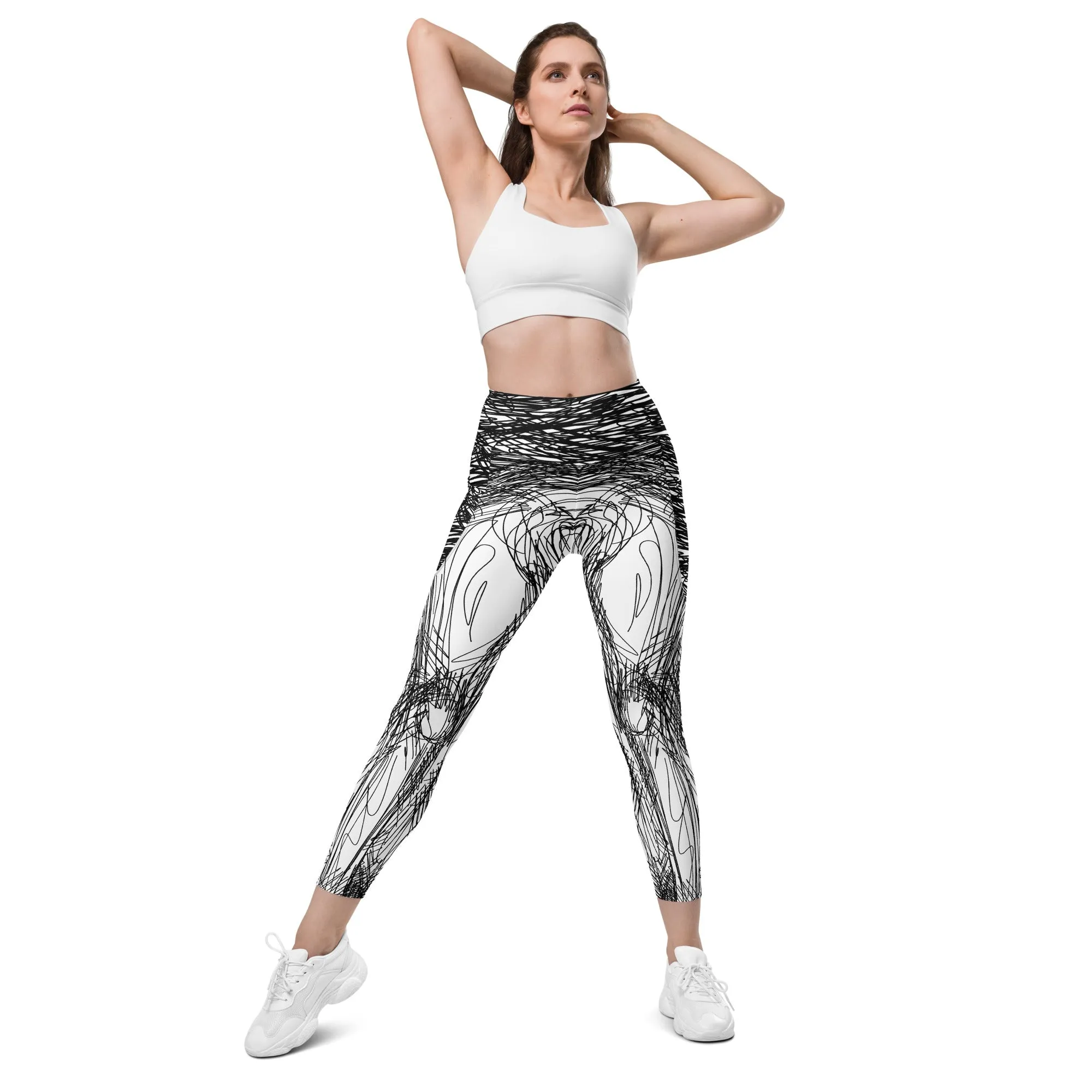 Hand Drawn Leggings With Pockets