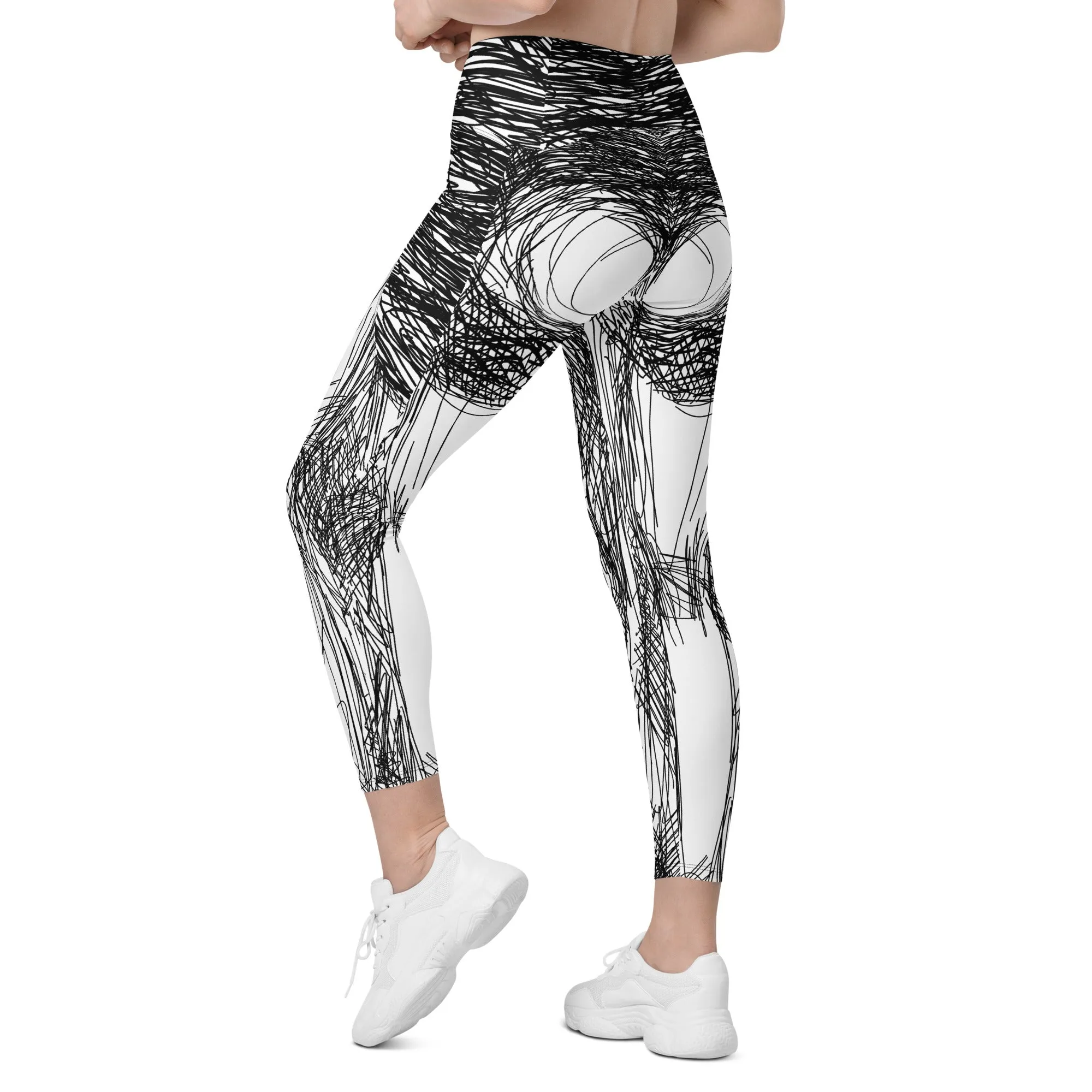 Hand Drawn Leggings With Pockets