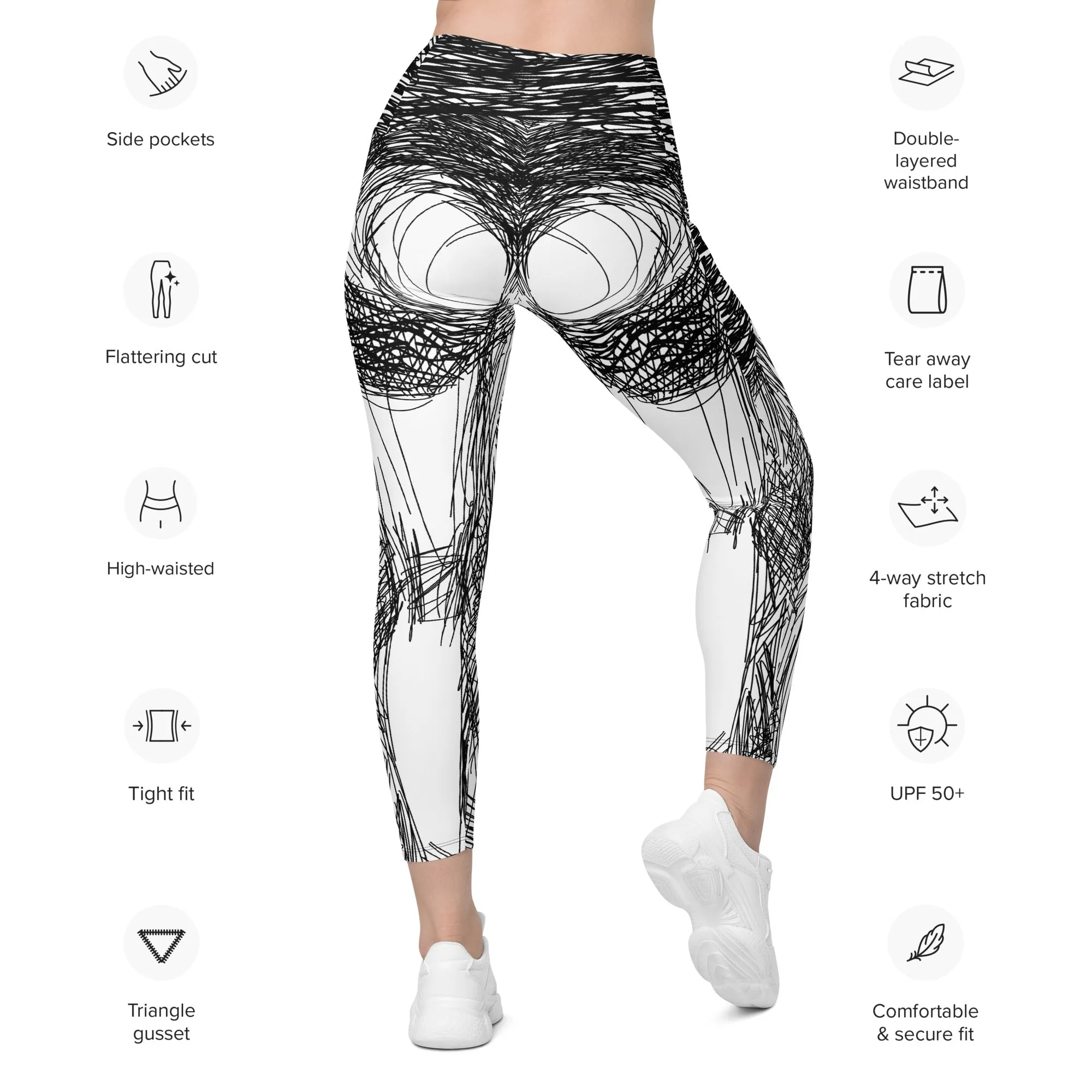 Hand Drawn Leggings With Pockets