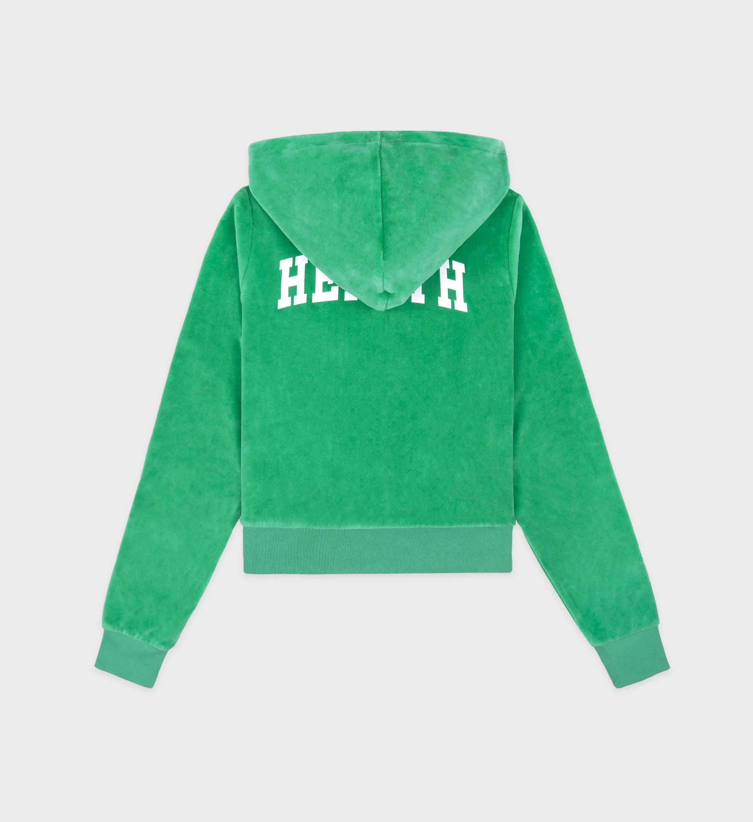 Health Ivy Velour Zipped Hoodie - Verde/White