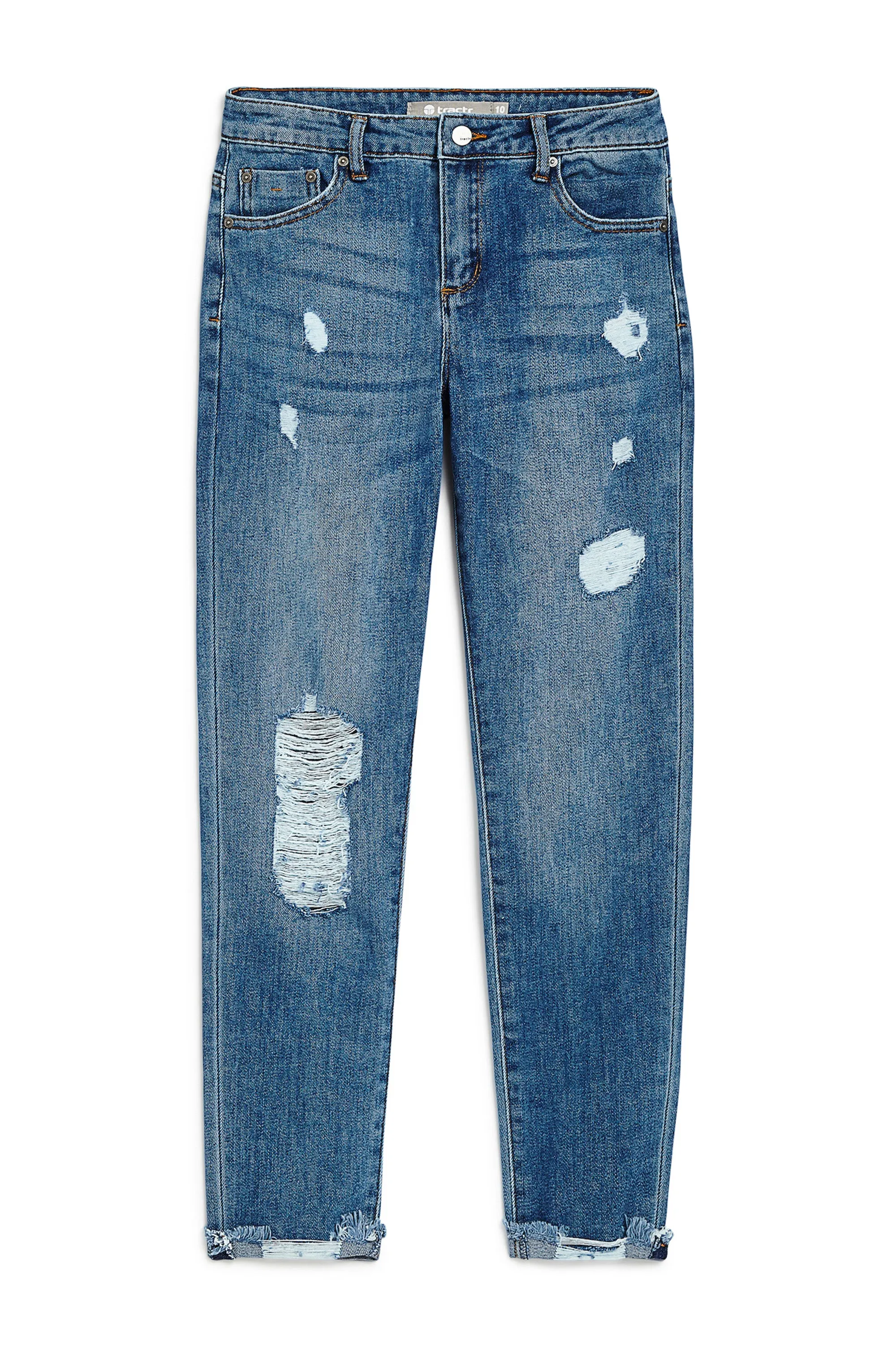 High Rise Distressed Weekender Pants In Blue Dreams