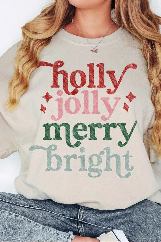 HOLLY JOLLY MERRY CHRISTMAS OVERSIZED SWEATSHIRT