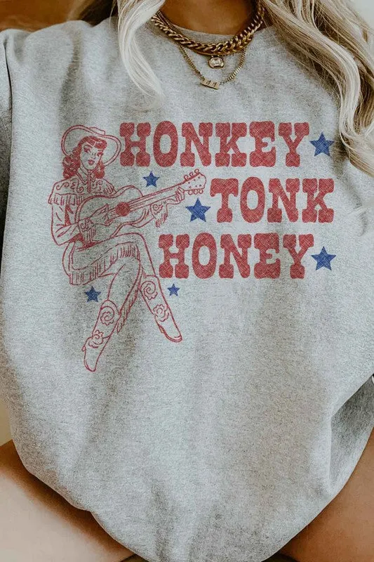 HONKY TONK HONEY WESTERN OVERSIZED SWEATSHIRT