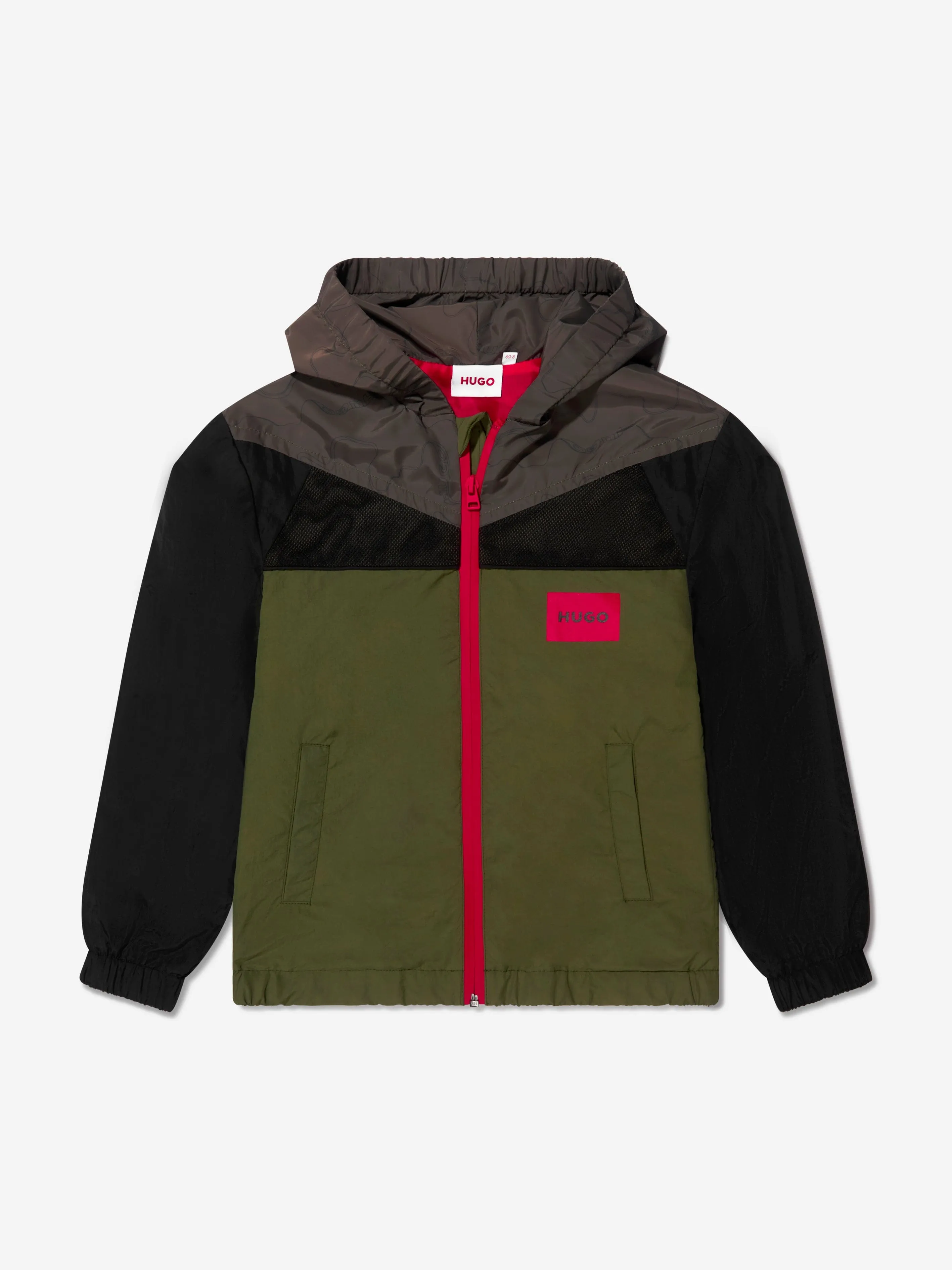 Hugo Boys Hooded Windbreaker in Khaki