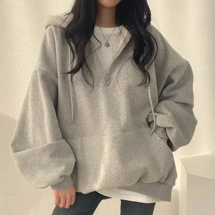 Indie Oversized Zip Up Hoodie