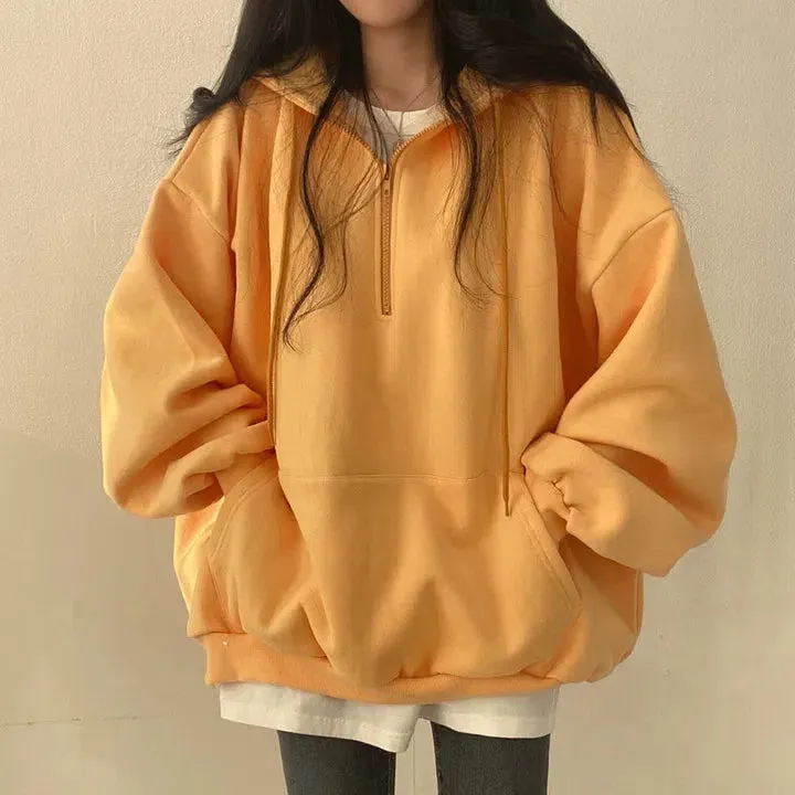 Indie Oversized Zip Up Hoodie