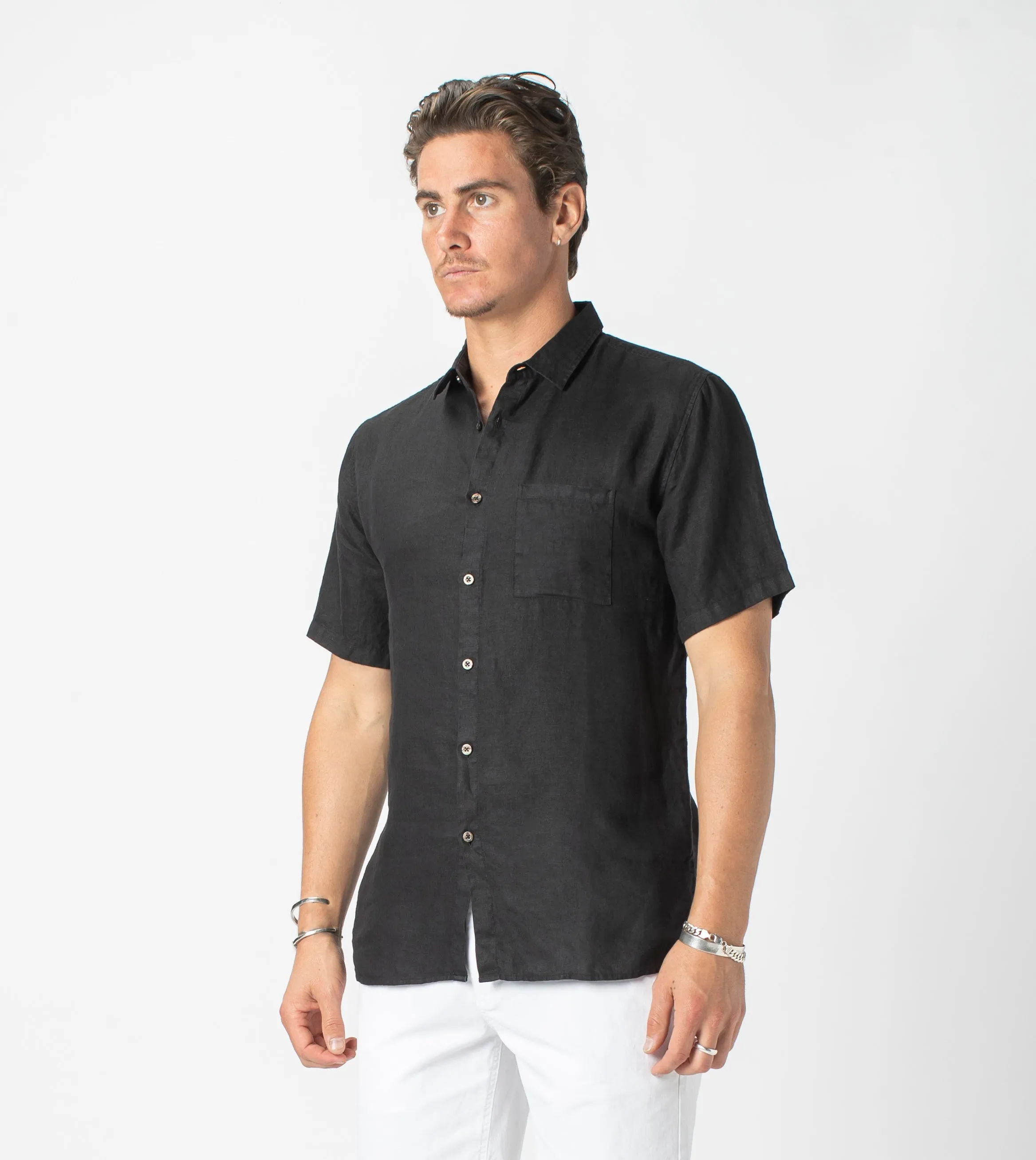 Linen SS Shirt Black