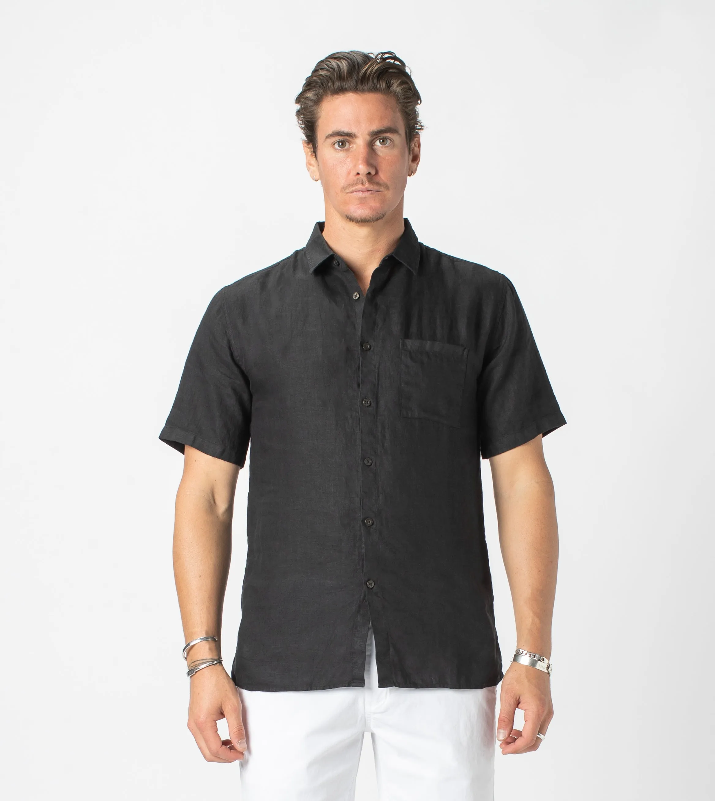 Linen SS Shirt Black