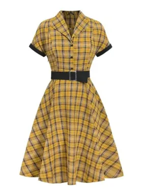 Lucille Plaid Single Breasted 50s Dress [IN STOCK]