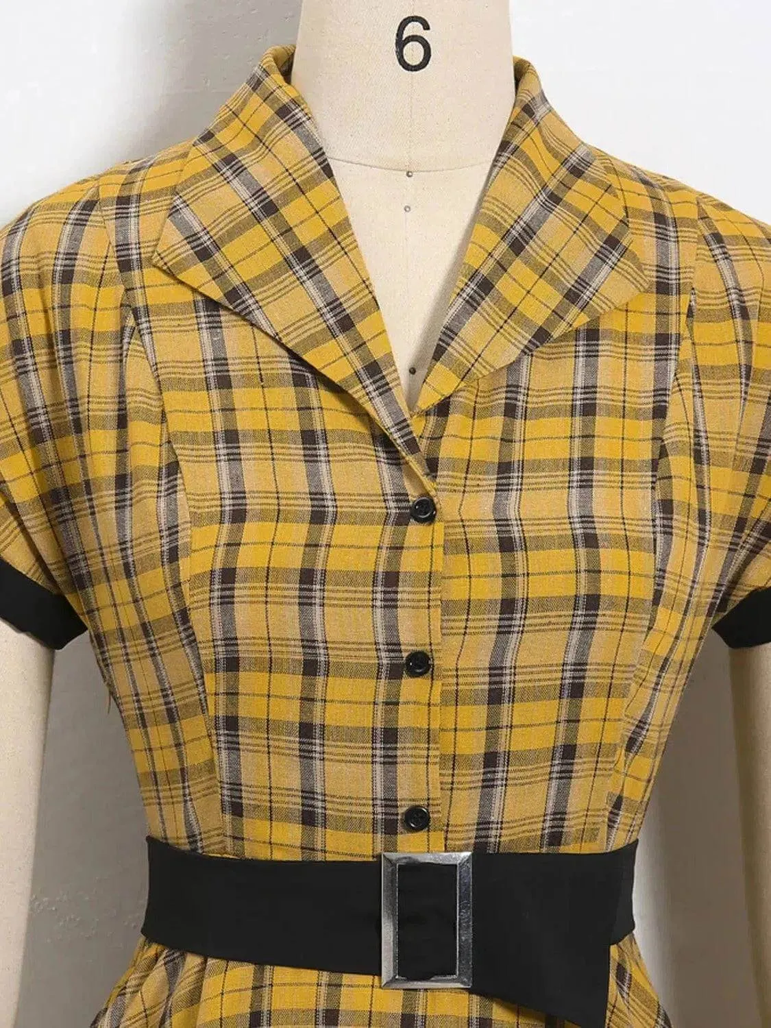 Lucille Plaid Single Breasted 50s Dress [IN STOCK]