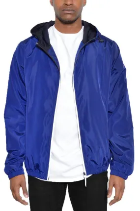 Mens Blue Reflective Zip Windbreaker Jacket