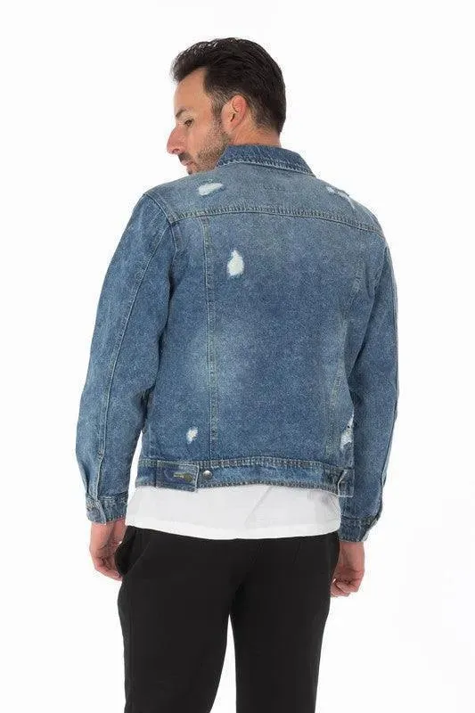 Men's Denim Jacket with Distressed