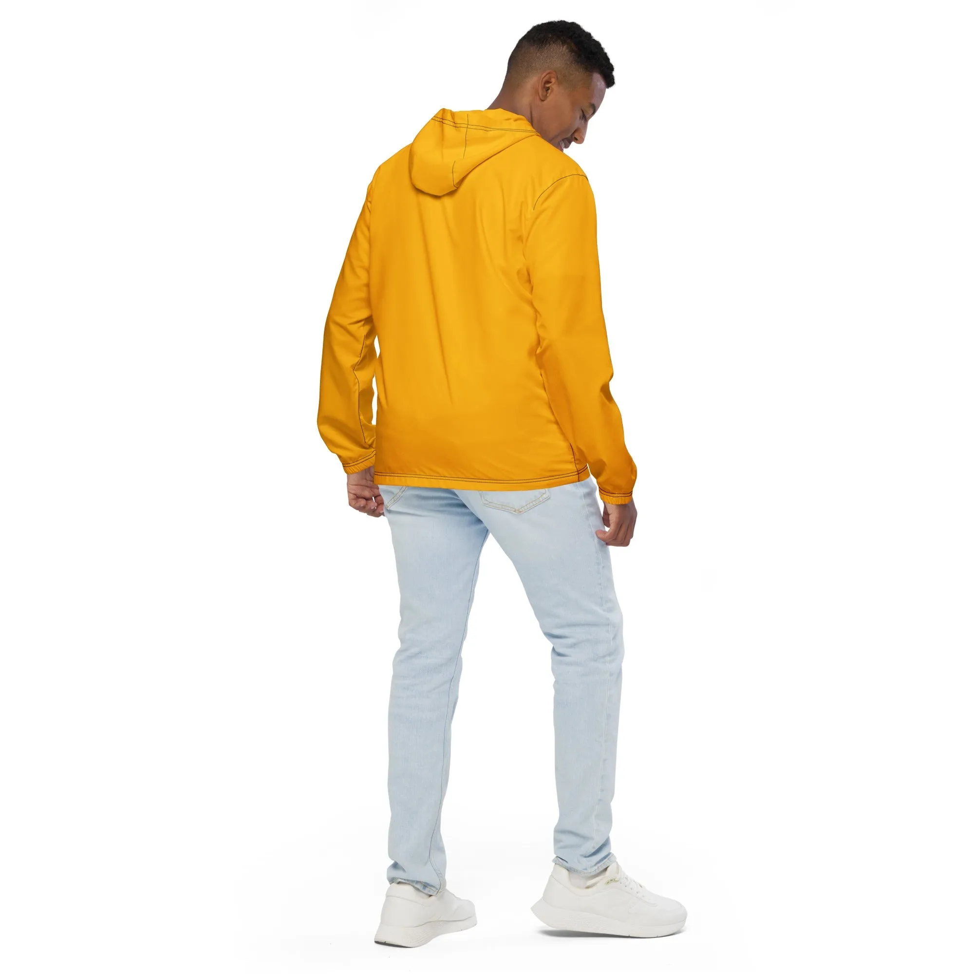 Mens Hooded Windbreaker Jacket, Golden Yellow