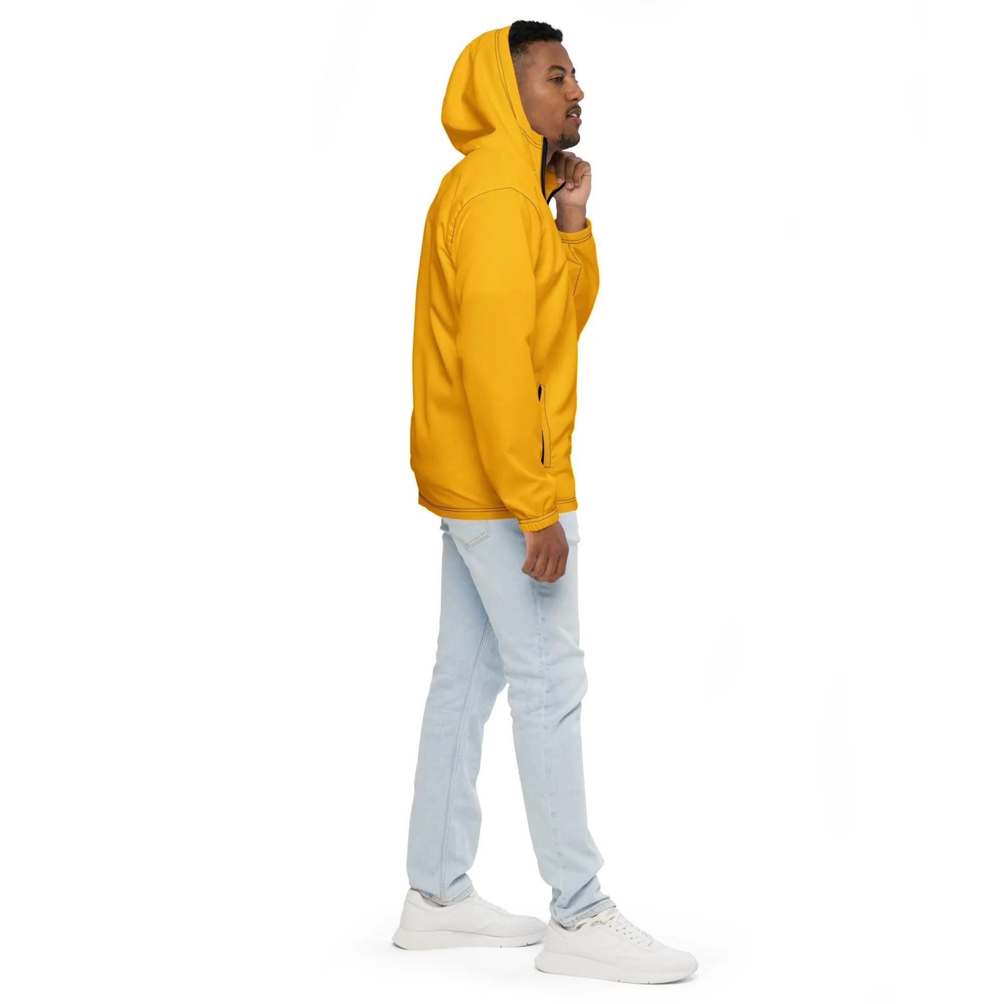 Mens Hooded Windbreaker Jacket, Golden Yellow