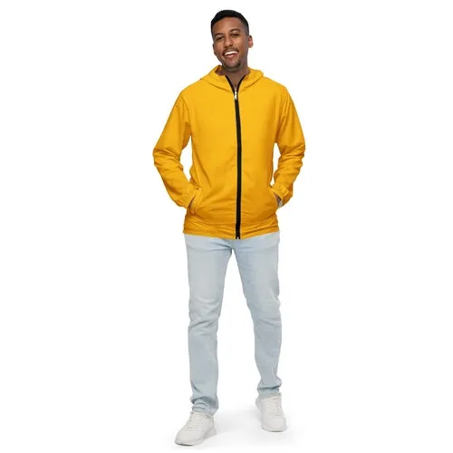 Mens Hooded Windbreaker Jacket, Golden Yellow