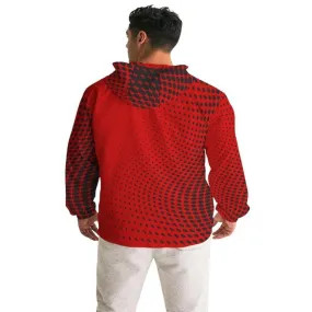 Mens Hooded Windbreaker, Red Polka Dot Water