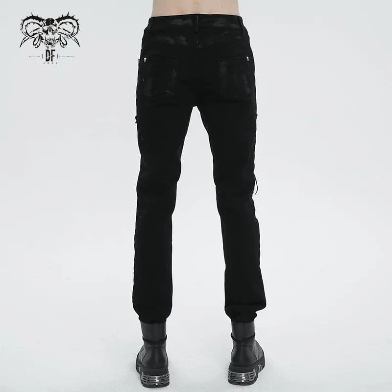 Men's Punk Strappy Distressed Pants