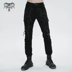 Men's Punk Strappy Distressed Pants