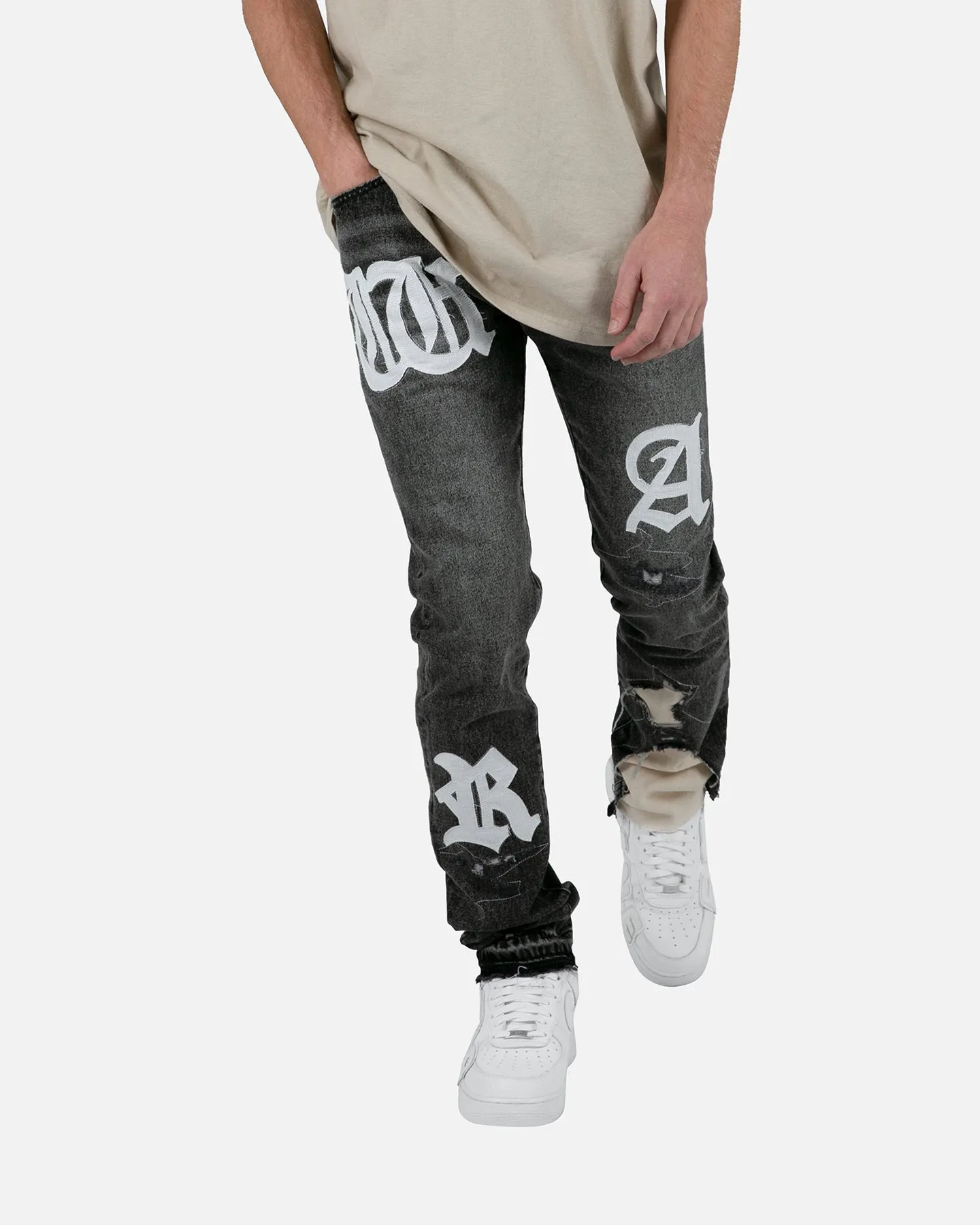 MNML D198 War Denim Pants Black/White