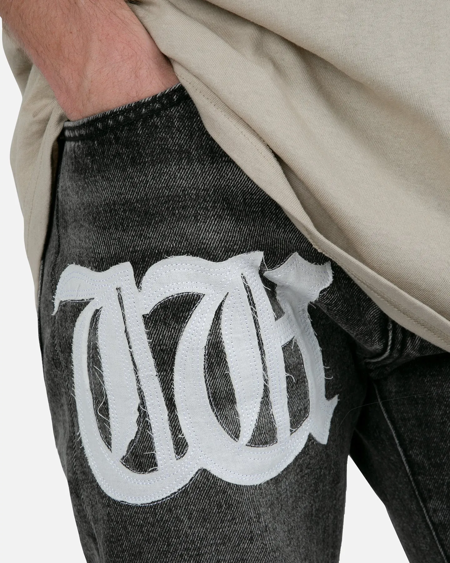 MNML D198 War Denim Pants Black/White